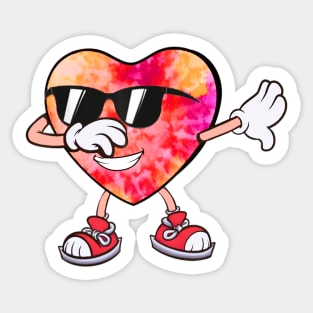 Dabbing Tie Dye Pink Heart Valentines Love Dab Dance Girls Sticker